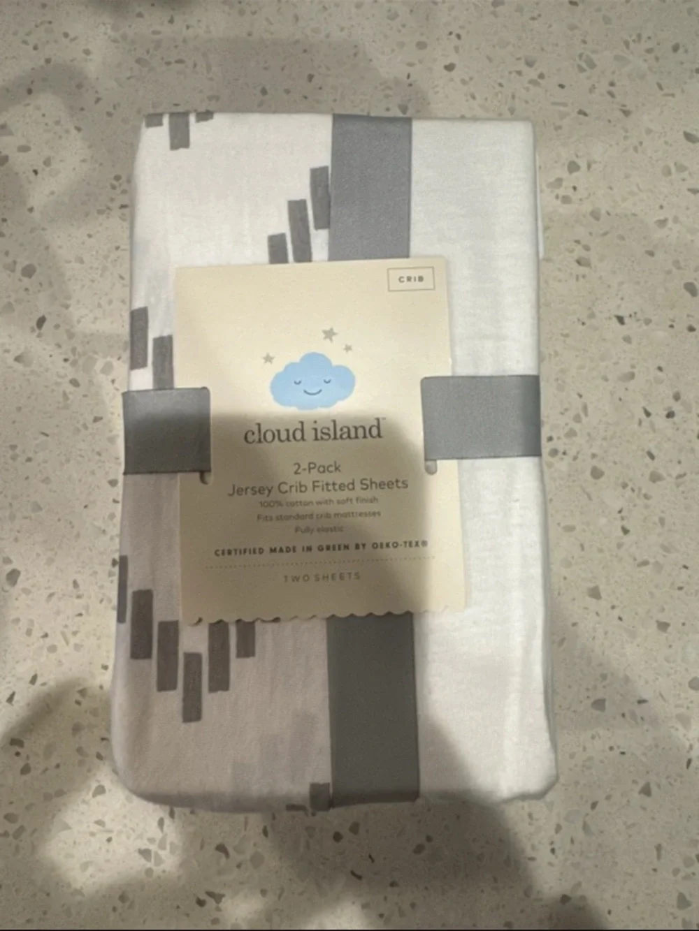 cloud island White and Gray Jersey Crib Fitted Sheets - 2-Pack